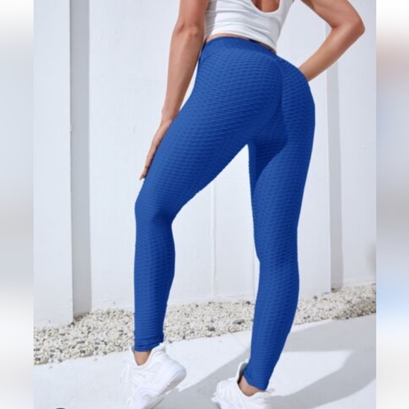 SHEIN Blue Textured Leggings - Picture 1 of 10